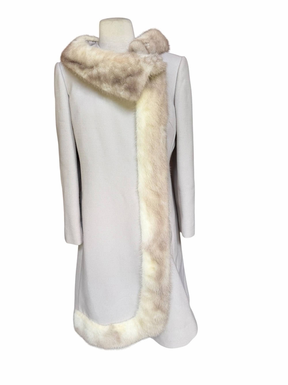 Late 50s/Mid-60s Fields Made by Carlisle Couture Tourmaline Mink Trim Wool Crepe